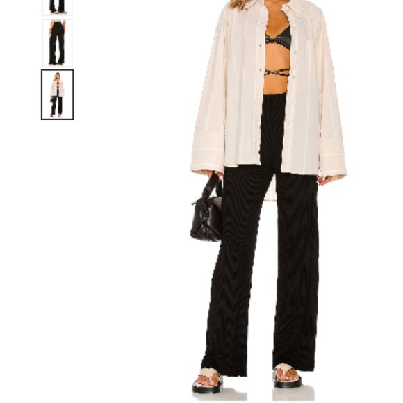 ONA BY YOON CHUNG Black Cotton Ribbed Straight Leg Pants Size Medium - Picture 3 of 12